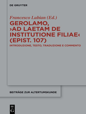 cover image of Gerolamo, ›Ad Laetam de institutione filiae (epist. 107)